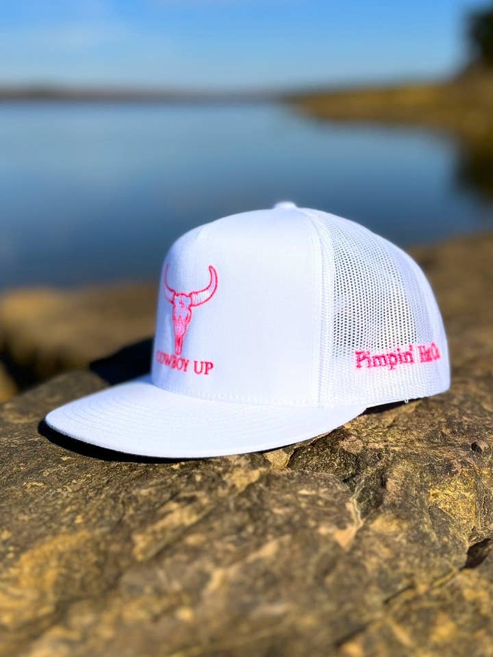 Cowboy Up (White SnapBack) for wholesale by Pimpin' Hat Co.