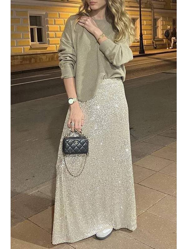 Queen Fashion - Wholesale Rok - Dames - lange rok met pailletten14