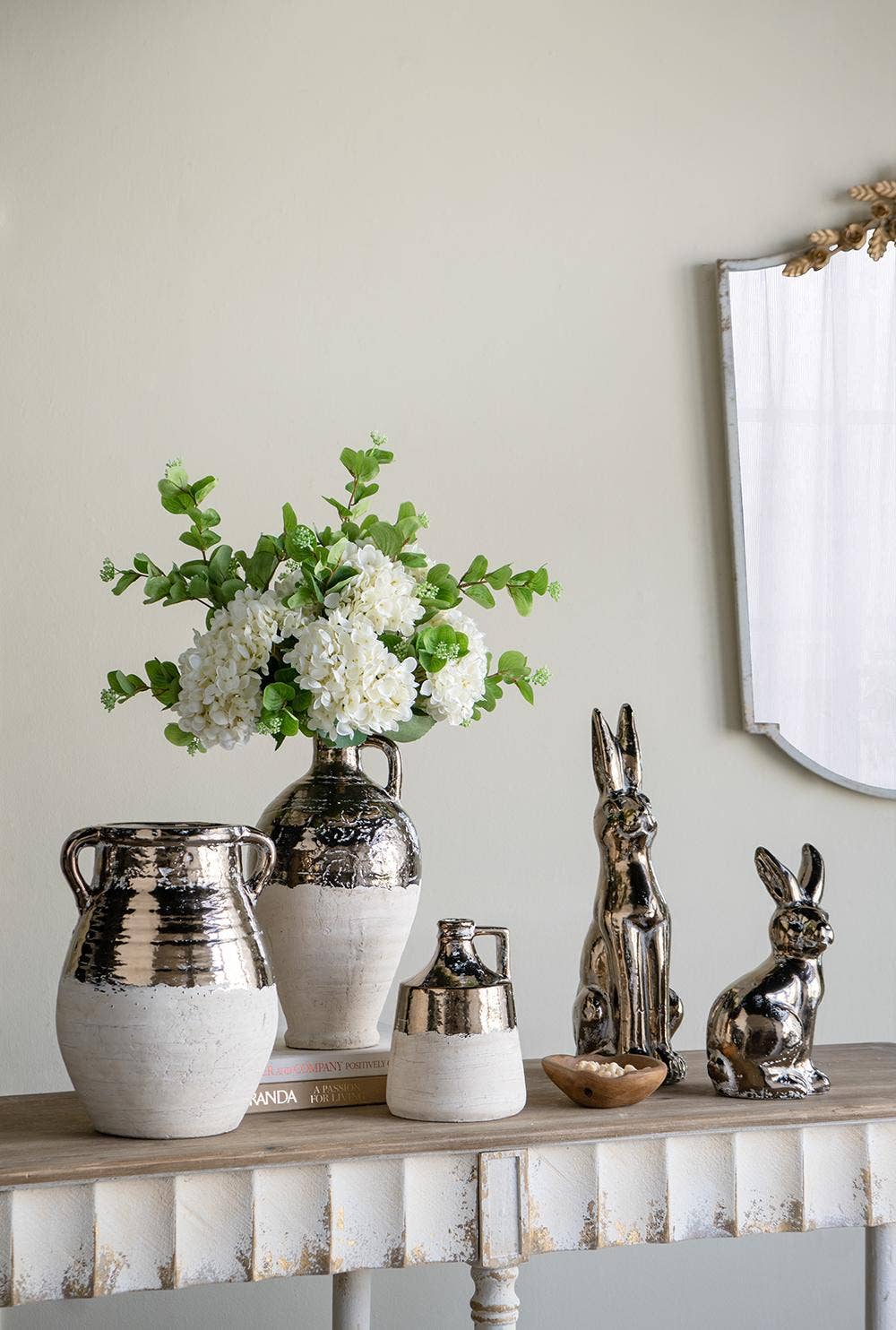 A&B Home Group Inc. - Wholesale Vase - D8x15" Wide Terracotta Jug Vase w/ Metallic Bronze & Tan2