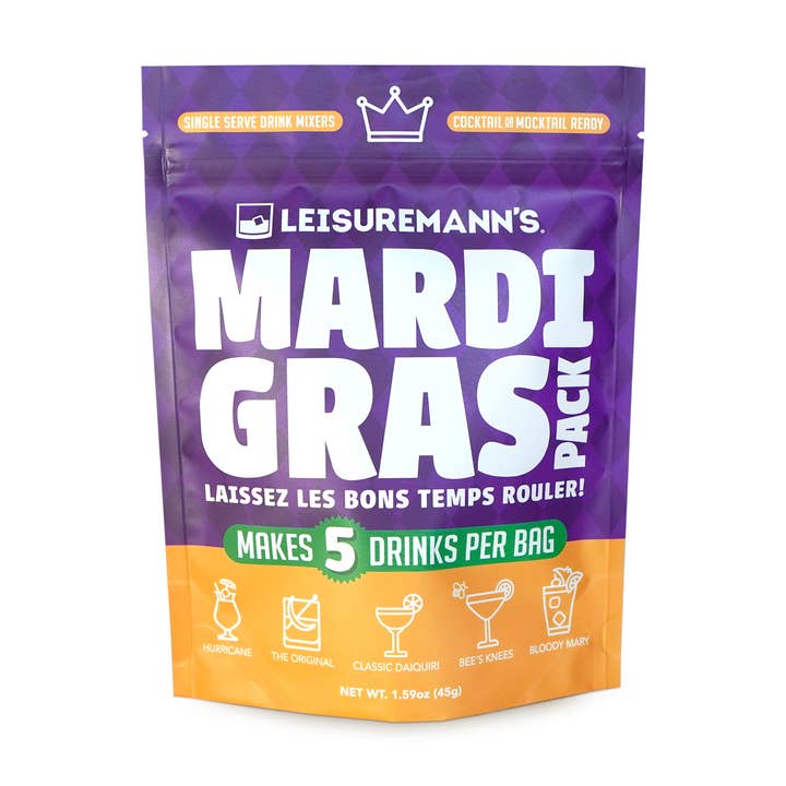 Mardi Gras-pakket voor wholesale door Leisuremann's Cocktail Mixes