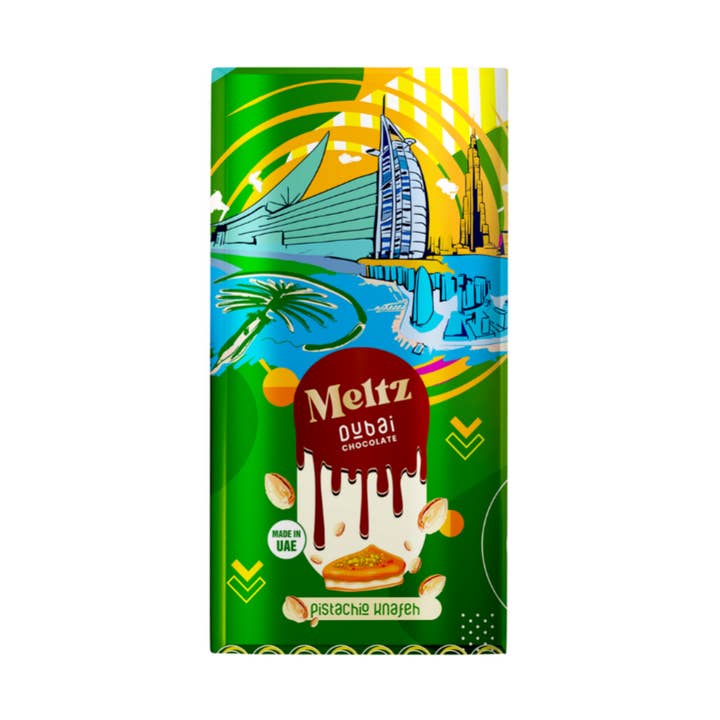 schutzoutlet – Barra de chocolate por atacado – Meltz Original Dubai Chocolate - Pistácios - 75g0