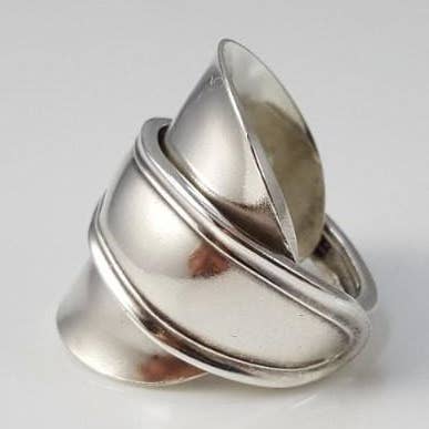 Silver Spoon Ring, Shield Shape, Silverware Jewelry for wholesale by Lost & Forged