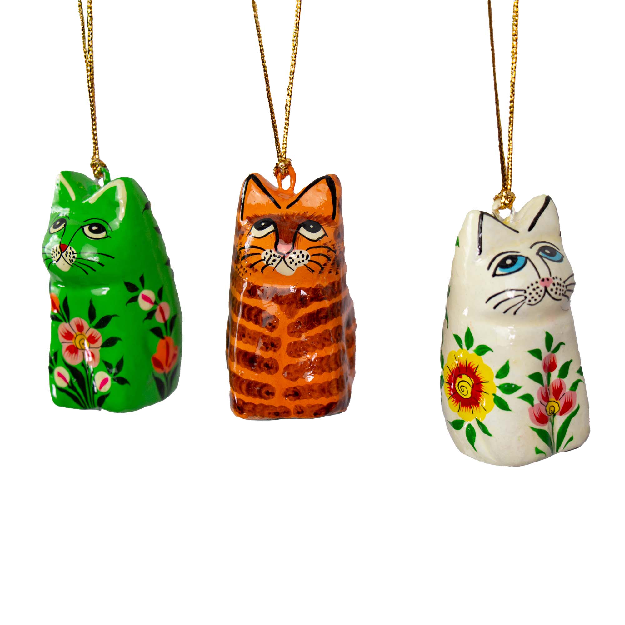 Global Crafts - Wholesale Ornament - Handpainted Kashmiri Sitting Cat, Tabby4