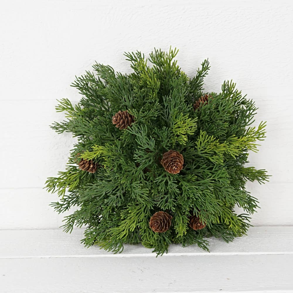 Impressive Enterprises, Inc. - Wholesale Christmas Decoration - 31815-Half Sphere-Evergreen Cypress with birchcones3