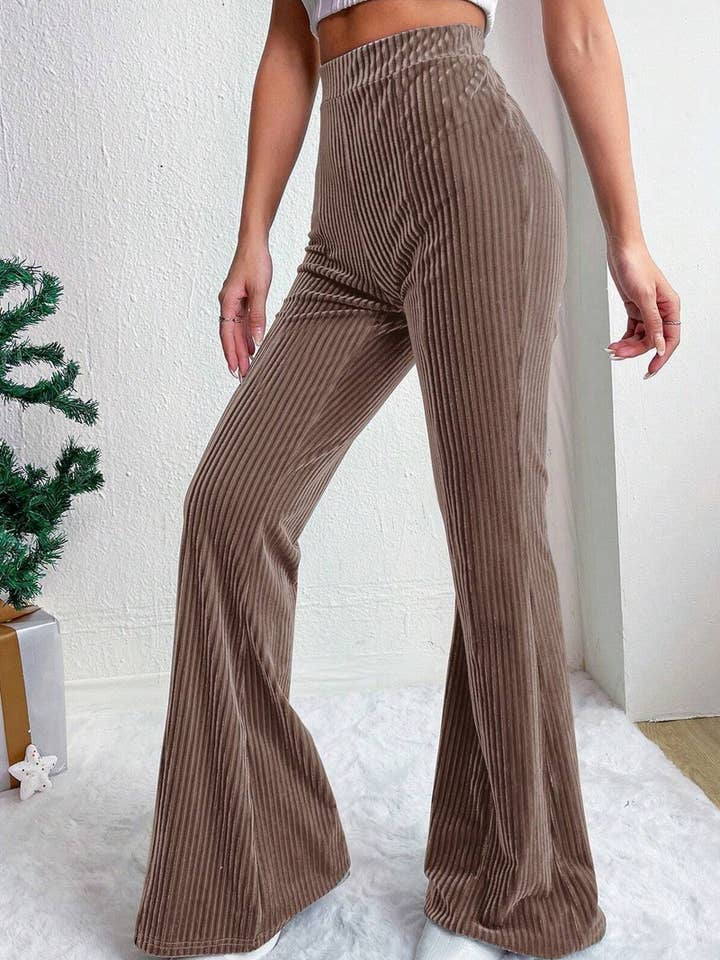NINEXIS - Wholesale Pants - Women's - CWBLP2056_HIGH WAIST CORDUROY FLARE WIDE LEG SWEATPANTS7