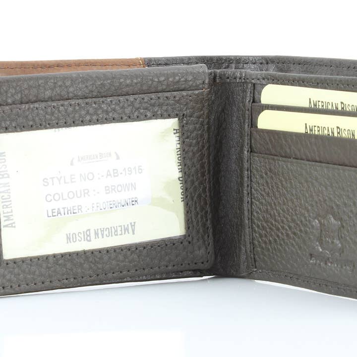 Leather Impressions Inc - Wholesale Wallet - Men's - Mixed Media Bifold Rodeo Wallet with Medallion AB191518