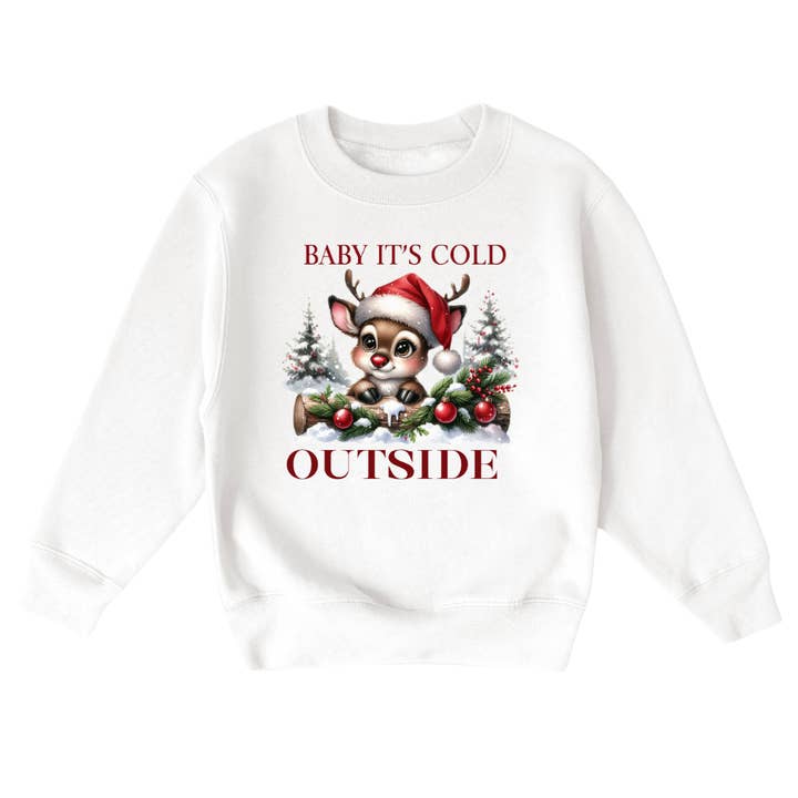 Baby It's Cold Outside Youth Christmas Sweatshirt for wholesale by Mama and Littles Apparel