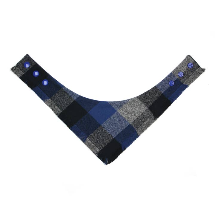 Dusidog - Wholesale Pet Bandana - Dog - Blue Flannel Plaid Fringed Pet Bandana - The Midnight1
