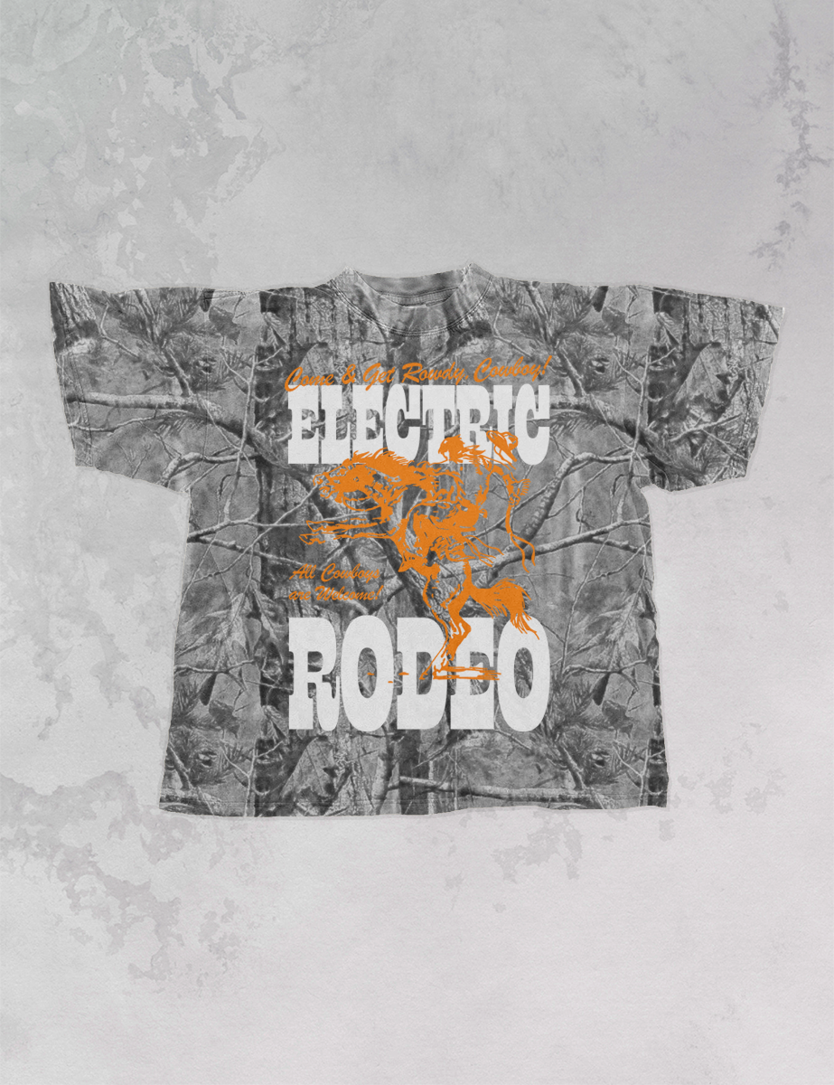 The Clandestine Underground - Wholesale T-shirt met print - Uniseks - Camo Elektrische Rodeo, Country Western Boxy Katoenen T-shirt1
