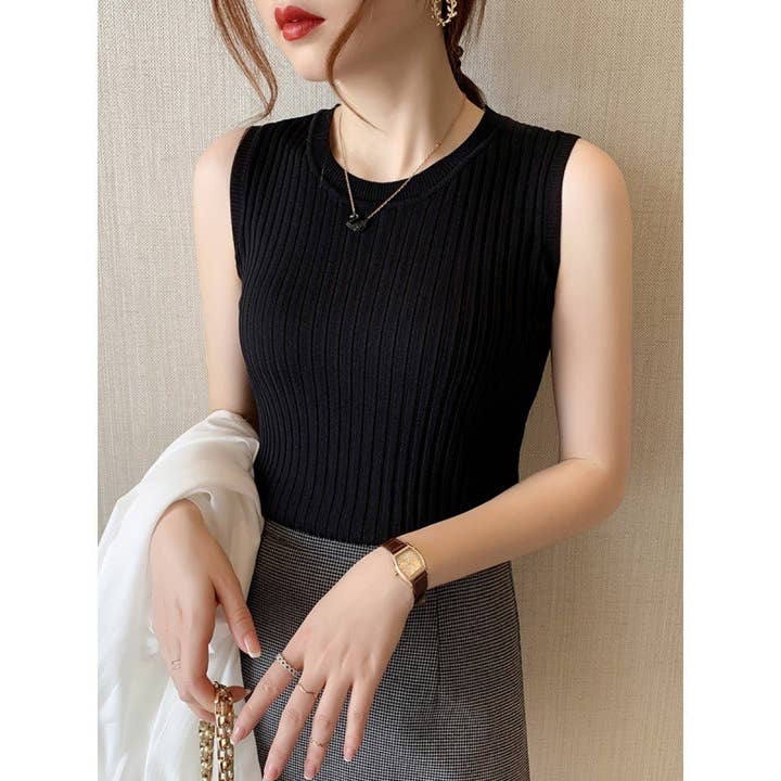 Hope & Sunshine - Wholesale Tank Top - Women's - Slim Ice Silk Sleeveless Knit Tank Top