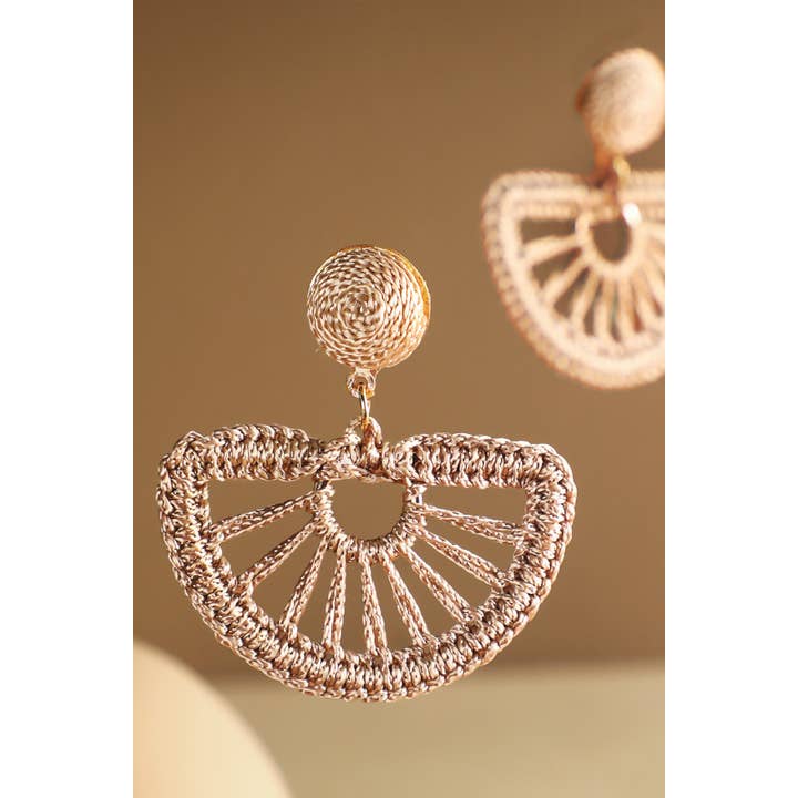 Urbanista - Wholesale Dangle Earrings - Rattan Knitted Half Moon Drop Earring13