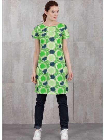 ABITO STAMPATO BLU VERDE-612/70 per la vendita all'ingrosso da parte di NID D'ABEILLE