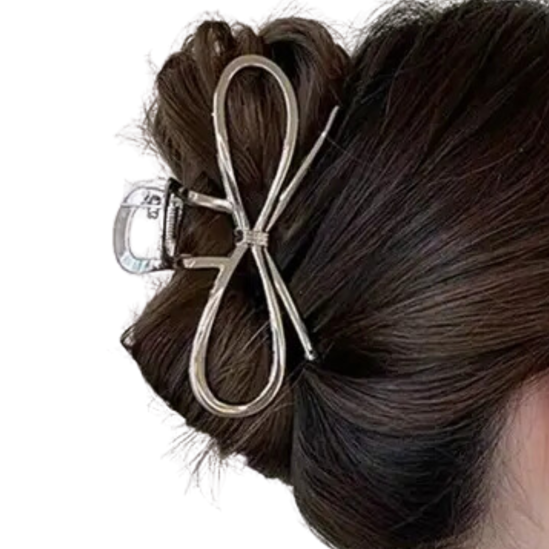 Thomas and Lee Company - Wholesale Hair Clip - Women's - Bow Hair Claw Clip Gold + Silver2