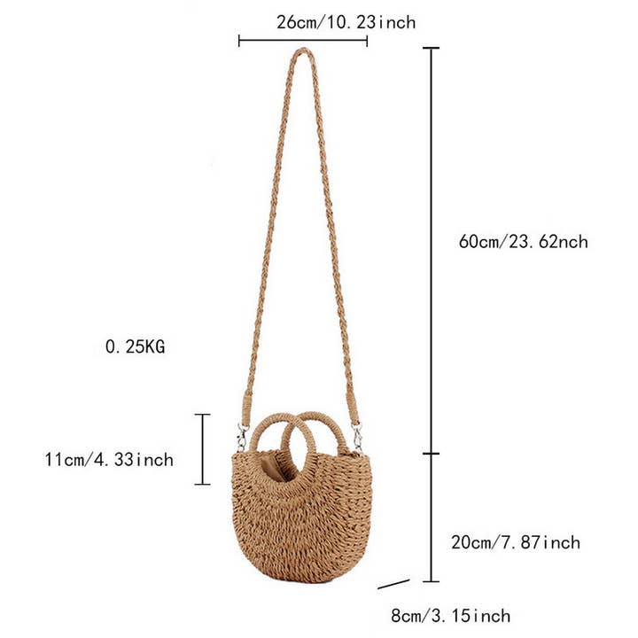 ACCITY - Wholesale Beach Bag - SOLID COLOR SEMI-CIRCLE HANDMADE STRAW BAG_CWAB4696