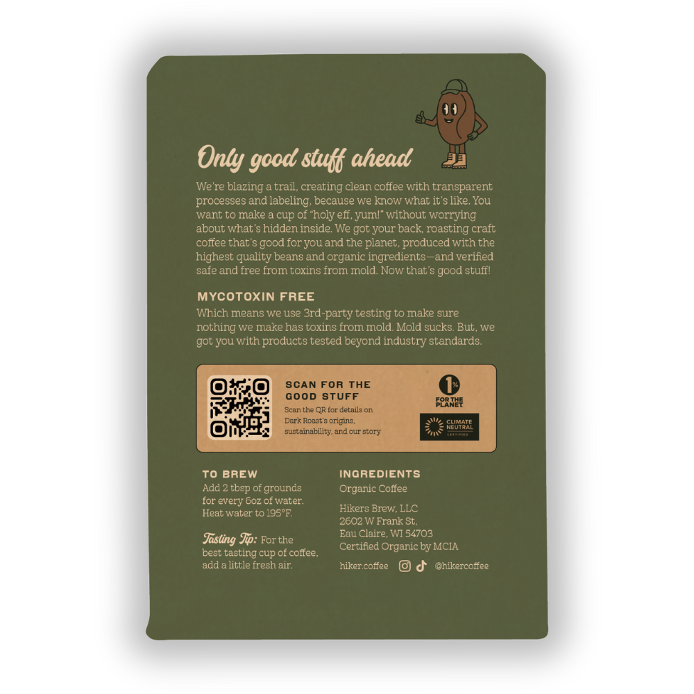 Hiker Coffee - Wholesale Ground coffee - Dark Roast, Ground Coffee, 12oz, Mycotoxin-Free Coffee2