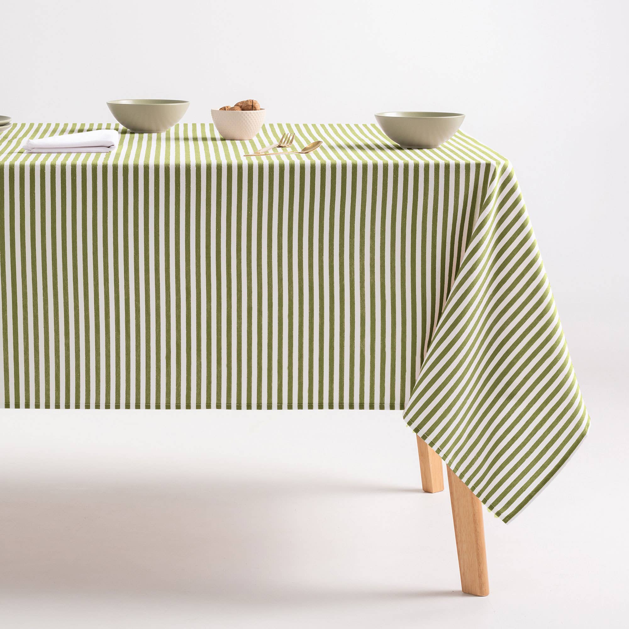 GAMUSI - Vente Nappes - Nappe anti-taches coton toucher tissu rayures ARENZA38