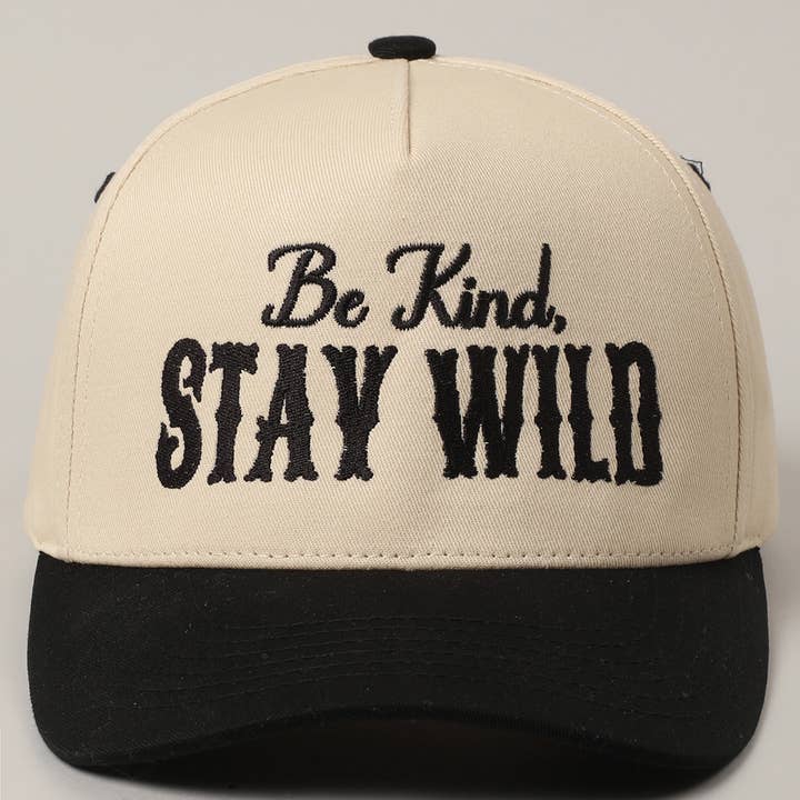 Fashion City - Wholesale Trucker Hat - Unisex - Be Kind Stay Wild Lettering Embroidery Trucker Hat