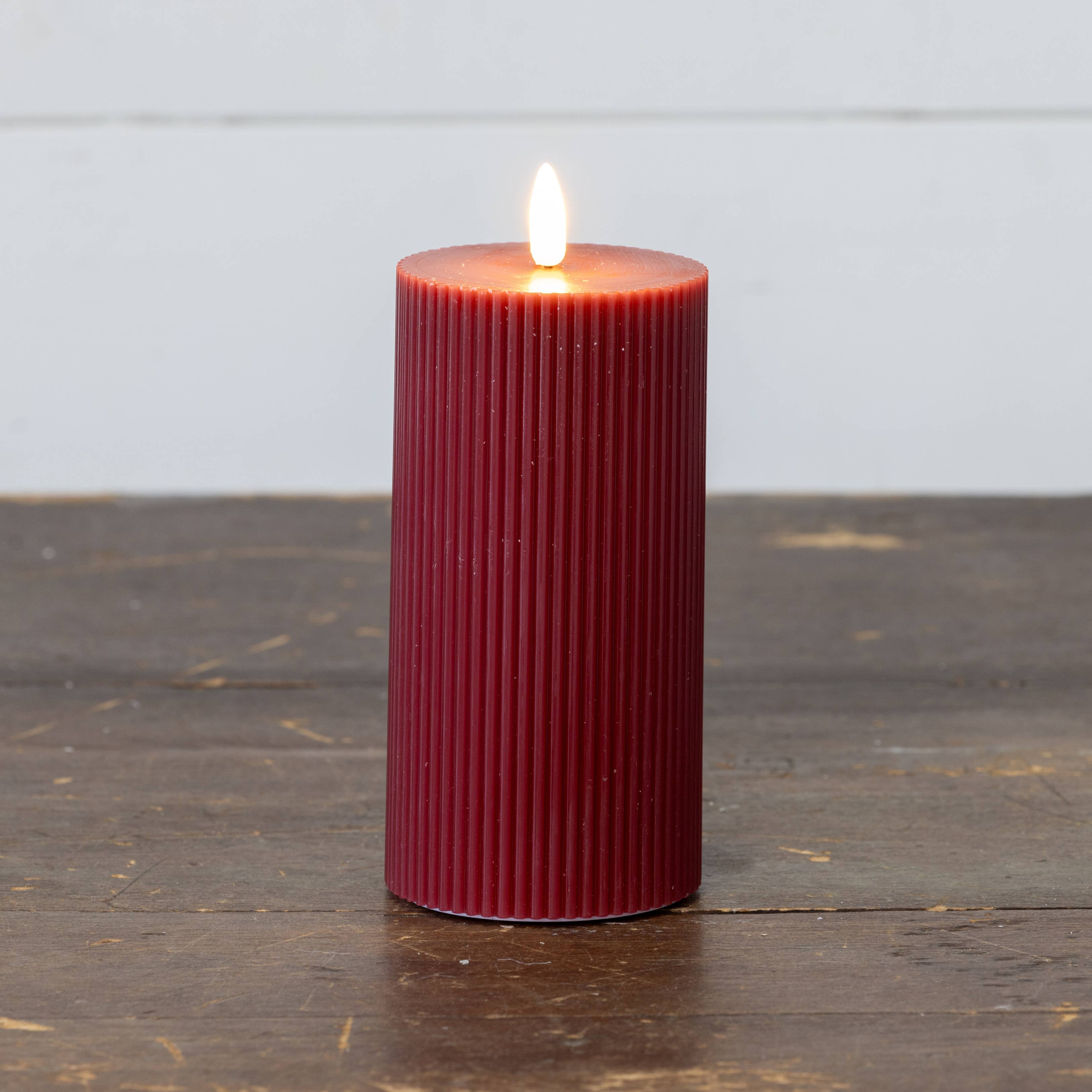 Ragon House - Wholesale Flameless Candle - 6" RED GROOVED 3D FLAME CANDLE