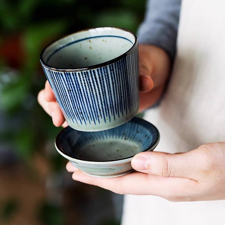 Minoyaki yunomi cup with tokusa pattern for wholesale by MinoCraft