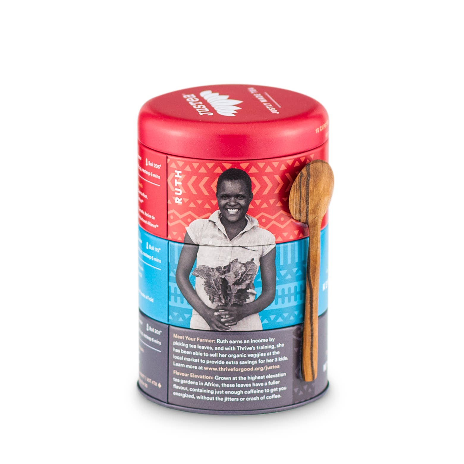 JusTea – wholesale Tepåsar – Trio med Svart Te i Burk och Sked – Ekologiskt och Fair Trade1