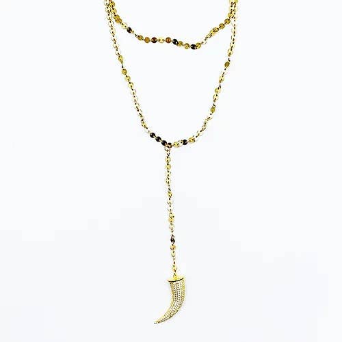 Colar Duplo Pave Horn por atacado de HEATHER FORD