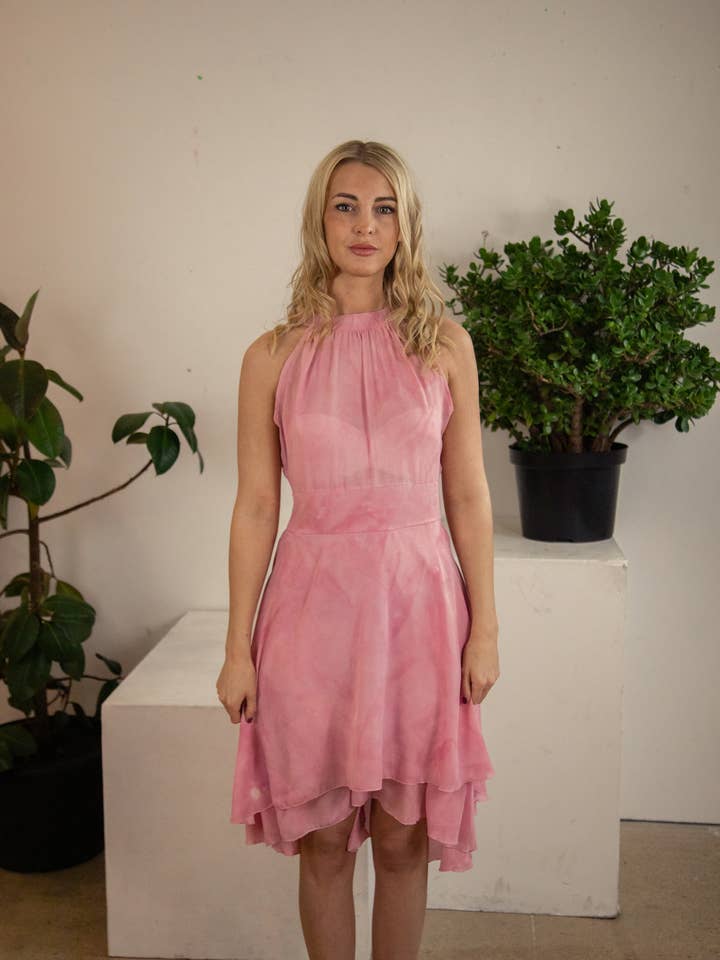 Blouson Midi-jurk, roze voor wholesale door Madia & Matilda