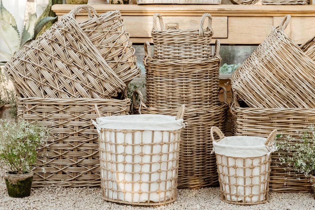 Basketly – Cesta por atacado – Cesto Quadrado de Rattan com Trama em X2