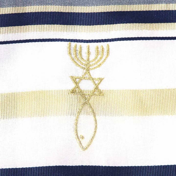 Swanson Christian Products - Wholesale Wrap - Women's - Prayer Shawl – Gold and Navy – Traditional Messianic with Tallit