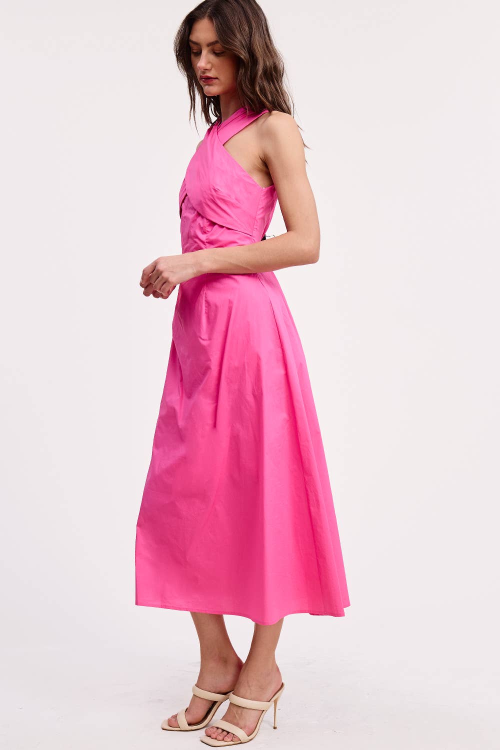 Ultramarine - Wholesale Dress - Women's - Halter Neck Solid Midi Dress8