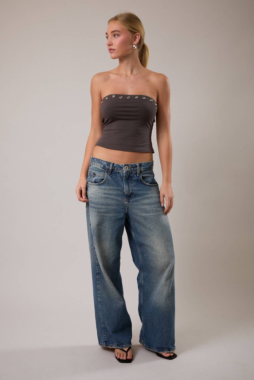 CHARCOAL DOUBLE LINED REVERSIBLE TUBE TOP for wholesale on Faire3