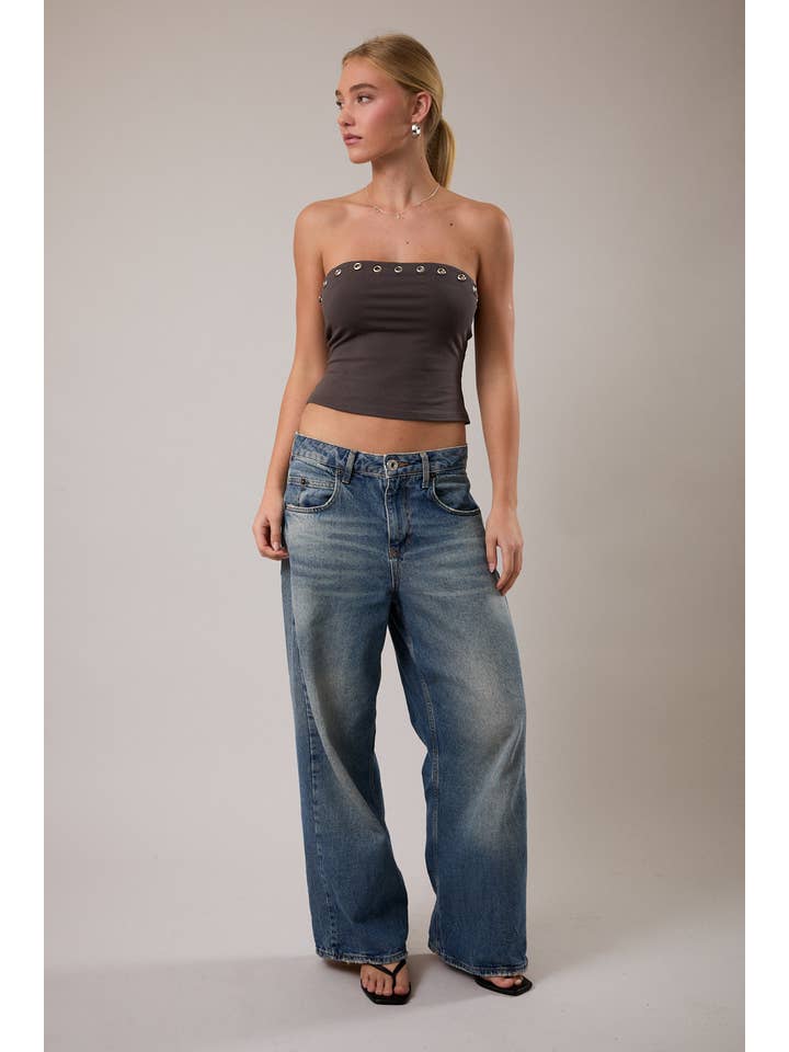 CHARCOAL DOUBLE LINED REVERSIBLE TUBE TOP for wholesale on Faire3