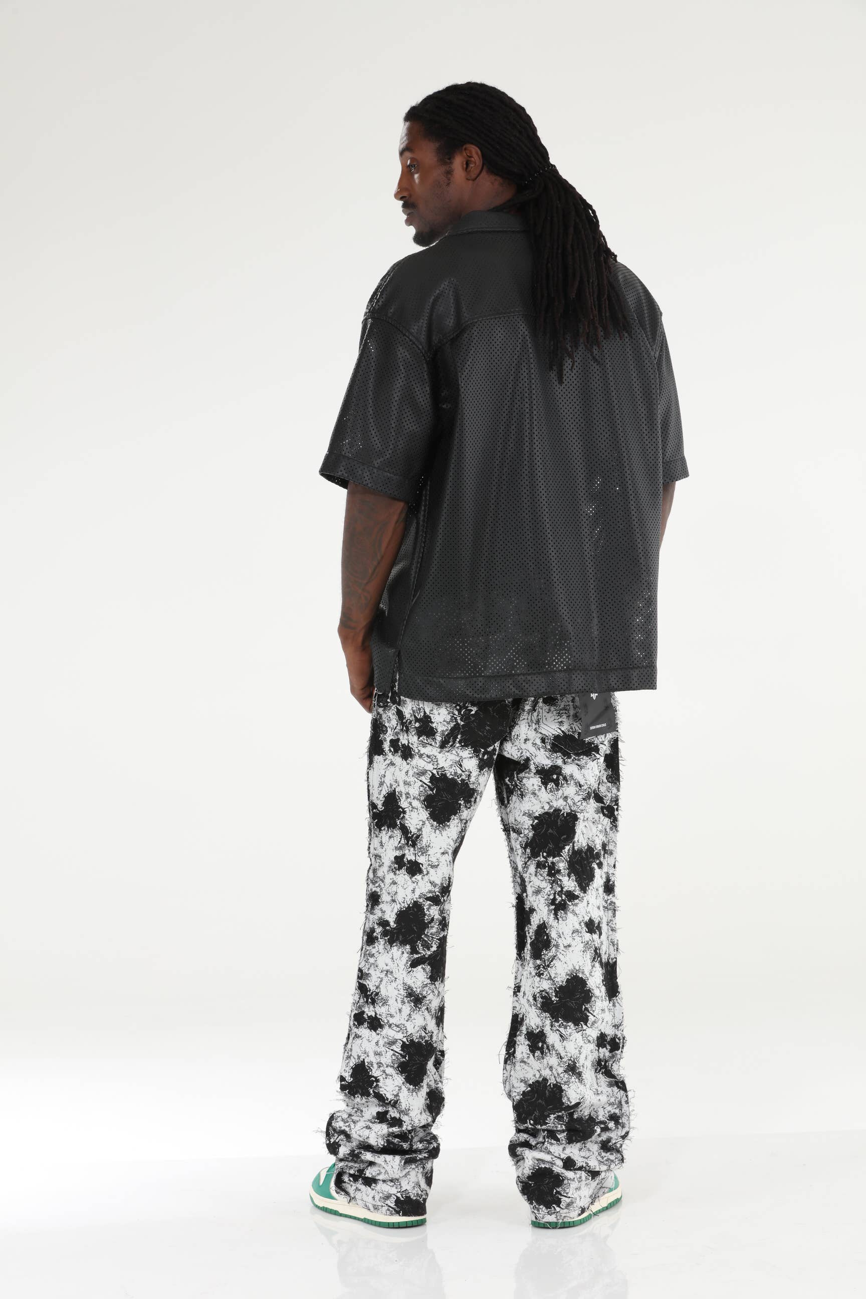 Stylo - Vendita all'ingrosso Jeans - Uomo - Jeans svasati impilati neri bianchi con tappezzeria9