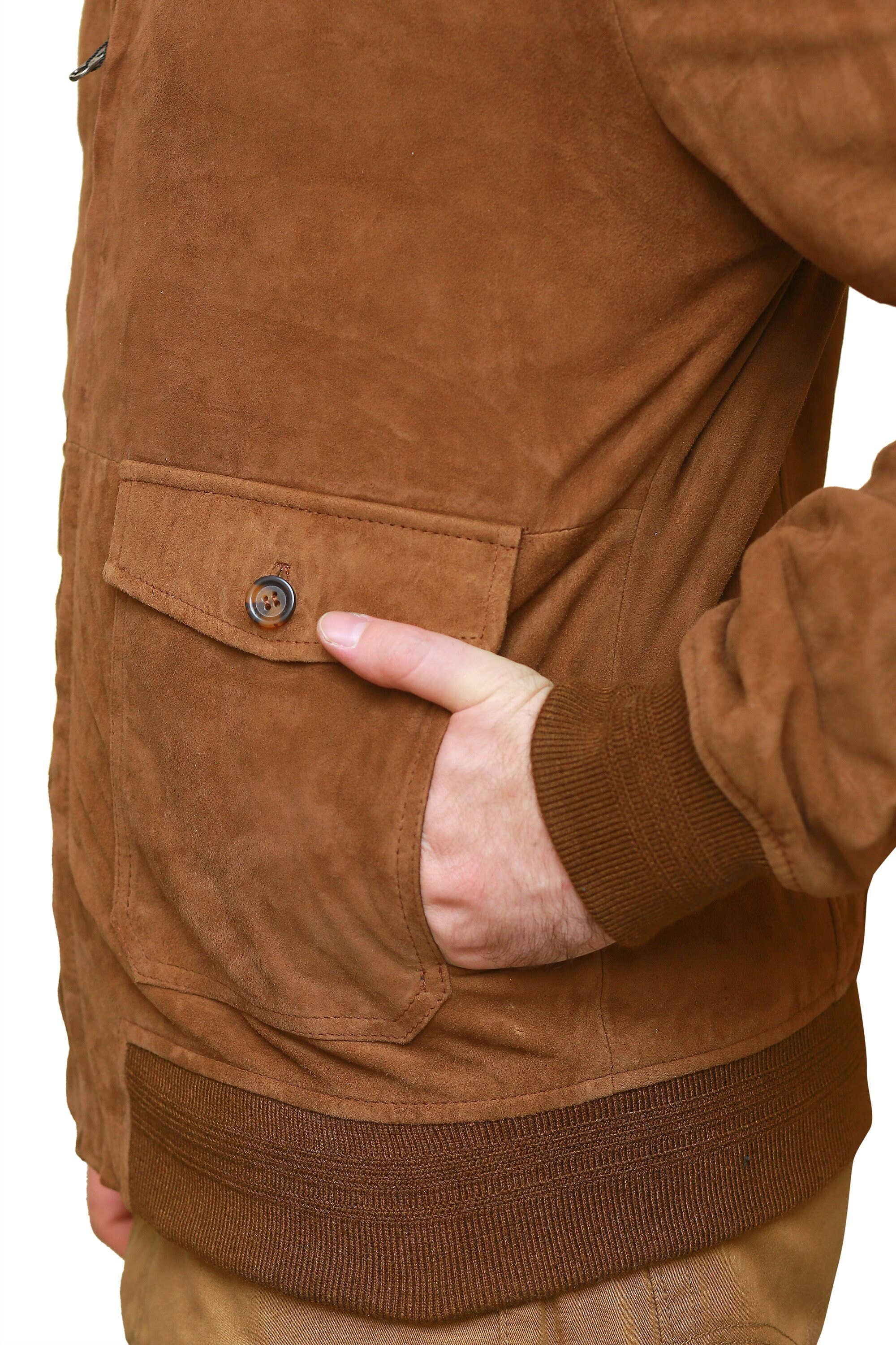 Haris enterprises – wholesale Bomberjacka - Herr – Bomberjacka i äkta mockaläder för män med krage3