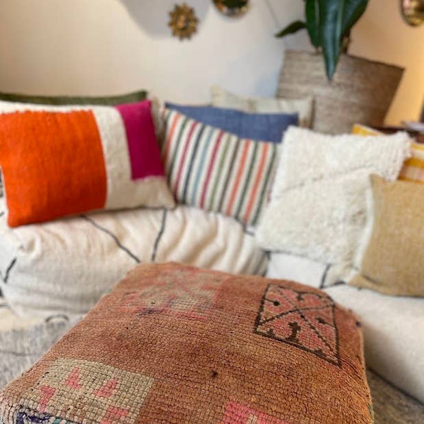 NOMAD BY LIV - Wholesale Pouf - Handmade Vintage Beni Ourain Pouf, colorful