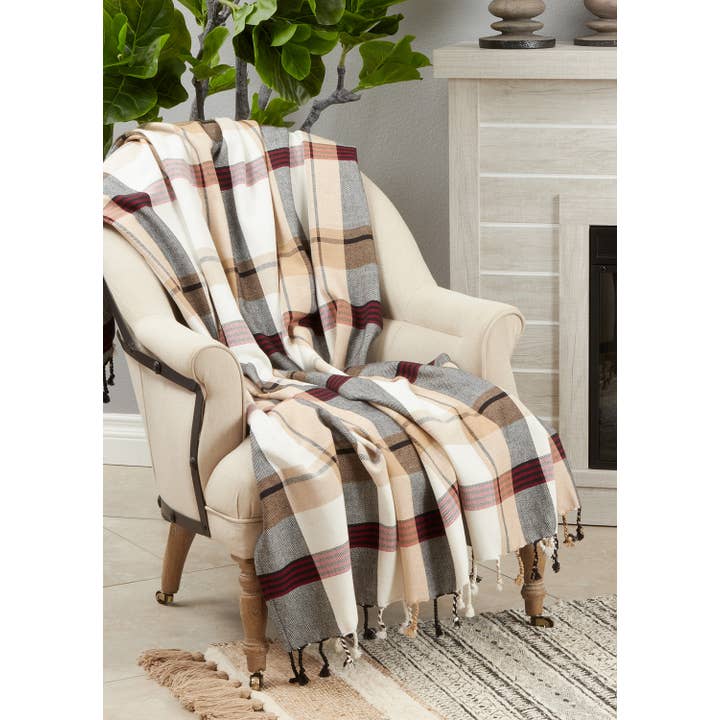 Plaid Pure Cotton 50x60 Inch Throw Blanket for wholesale by Fennco Styles