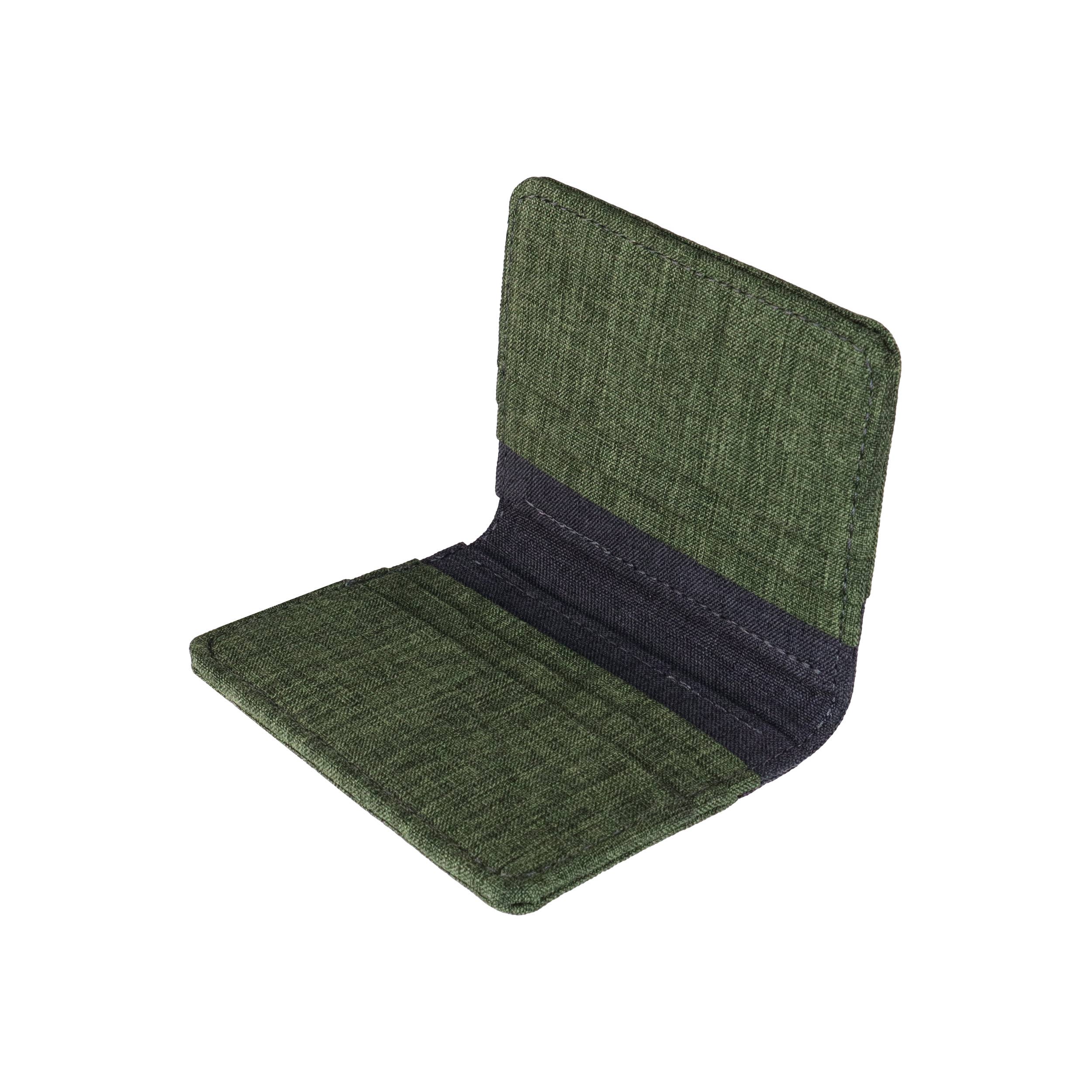 HOLD SUPPLY - Wholesale Wallet - Men's - Green and Gray Canvas Vertical Bifold Card & Cash Wallet2