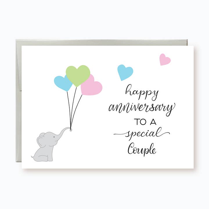 Elephant with Balloons Happy Anniversary to a Special Couple for wholesale by Hemana Paperie