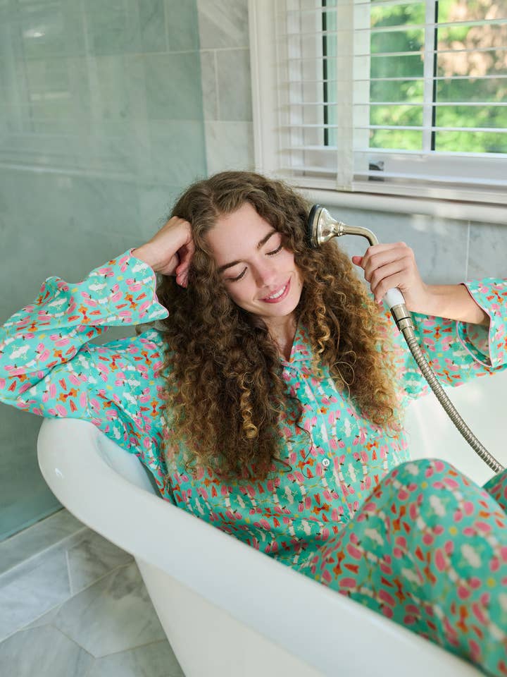 Lange pyjamaset met geschulpte vorm - Paradijsvogels voor wholesale door Brooks Avenue