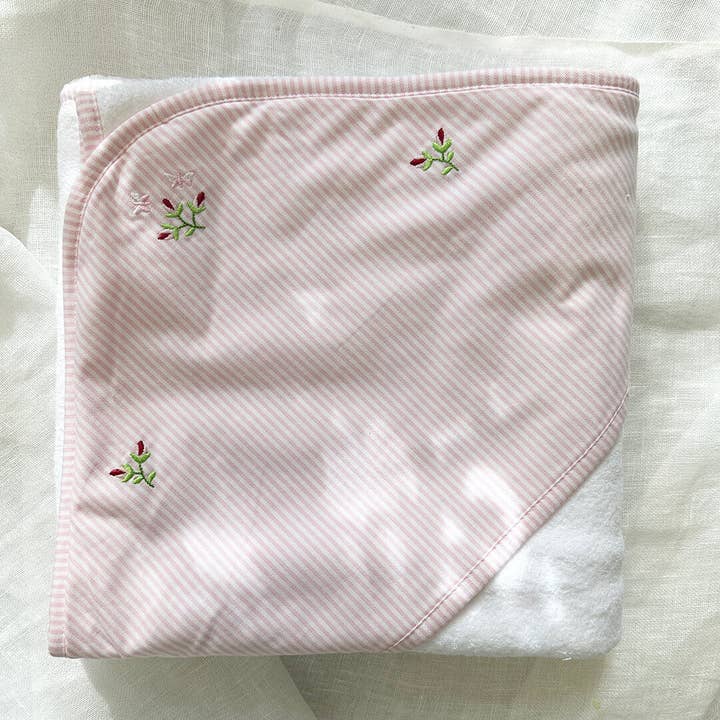 Baby Hooded Towel Rosebud Pink for wholesale by Gordonsbury