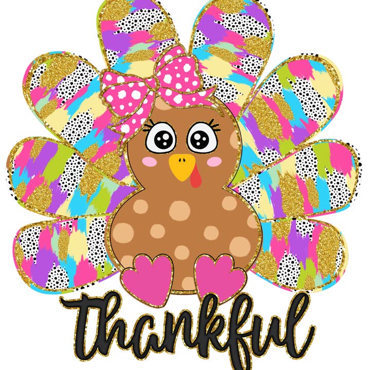 Thankful Brushstroke Turkey DTF Transfer for wholesale by M2B Designs