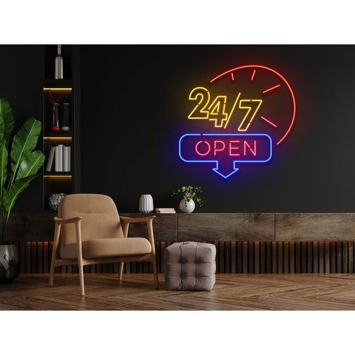 Glow Neon – wholesale Neon sign – Open 24/7 Neon Signs, Welcome sign, Store decor