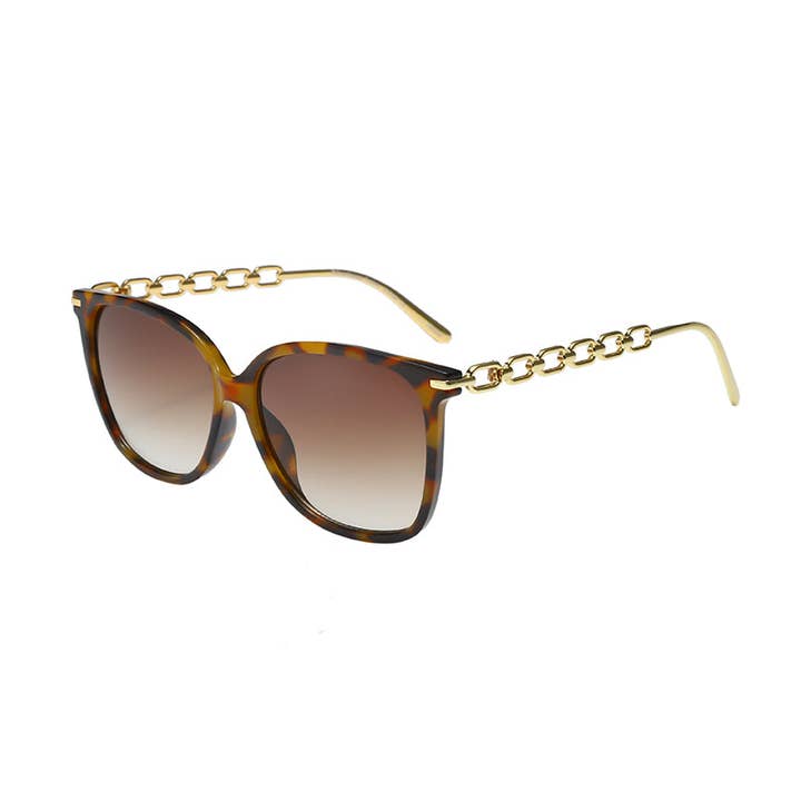 Prime Opticals - Wholesale Sunglasses - Women's - F3010, Fashionable Sunglasses with Gold Color Chain Arms4