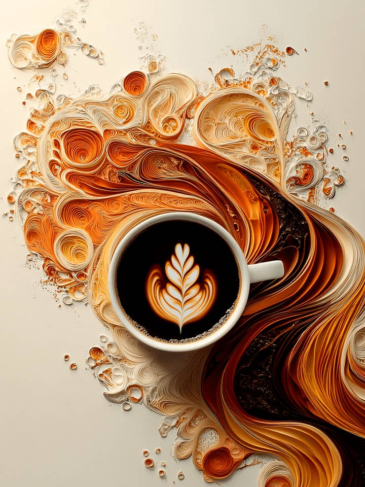 Flowing Cup - Coffee Wall Art Prints - 8"x10" Art Print for 11"x14" Frame for wholesale by Mowbi