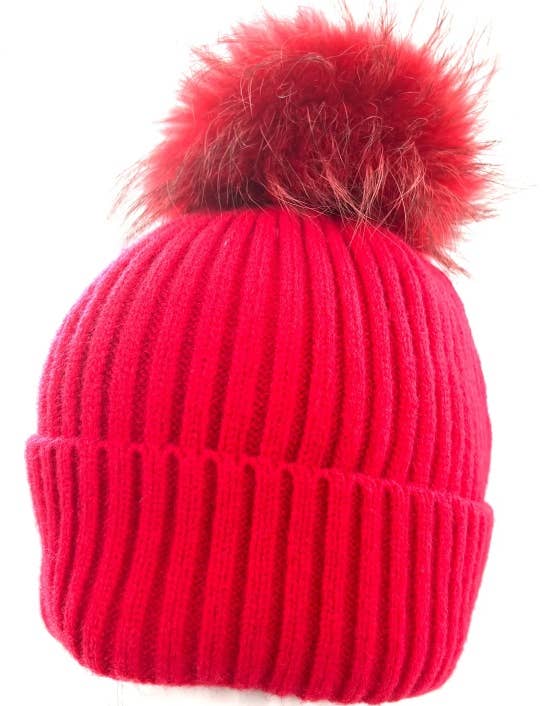 LOOWIE - Vendita all'ingrosso Berretto - Donna - MA003 Berretto in maglia verde vivace con soffice pompon3