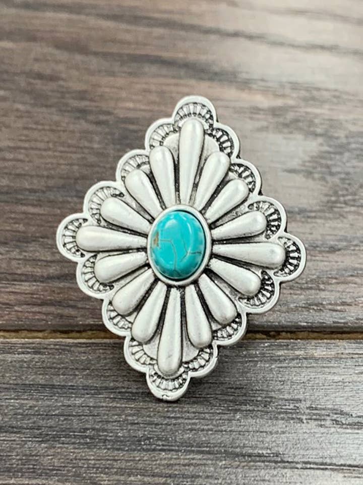 750324, Concho Turquoise, Brass Adjustable Ring for wholesale by ISAC Trading Inc