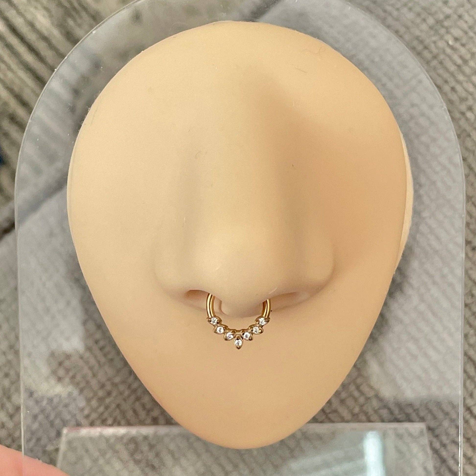 Elara Body Jewelry - Wholesale Nose Ring - Dainty Gold Septum Piercing (16G | 8mm | Surgical Steel | Rose Gold, Gold, Black or Silver)4