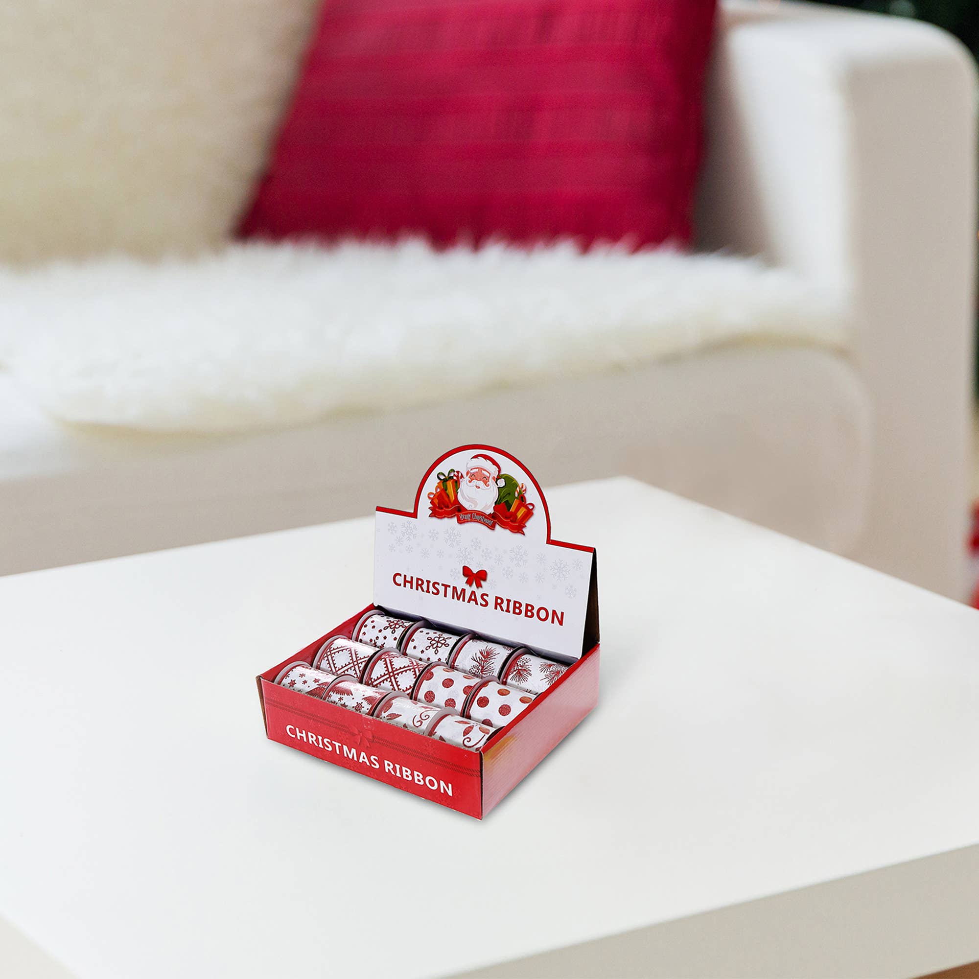 IH Casa Decor - Wholesale Ribbon - Gift Wrapping - ASSORTED RED & WHITE RIBBON (2.5" X 3 Y) (12/PDQ)1