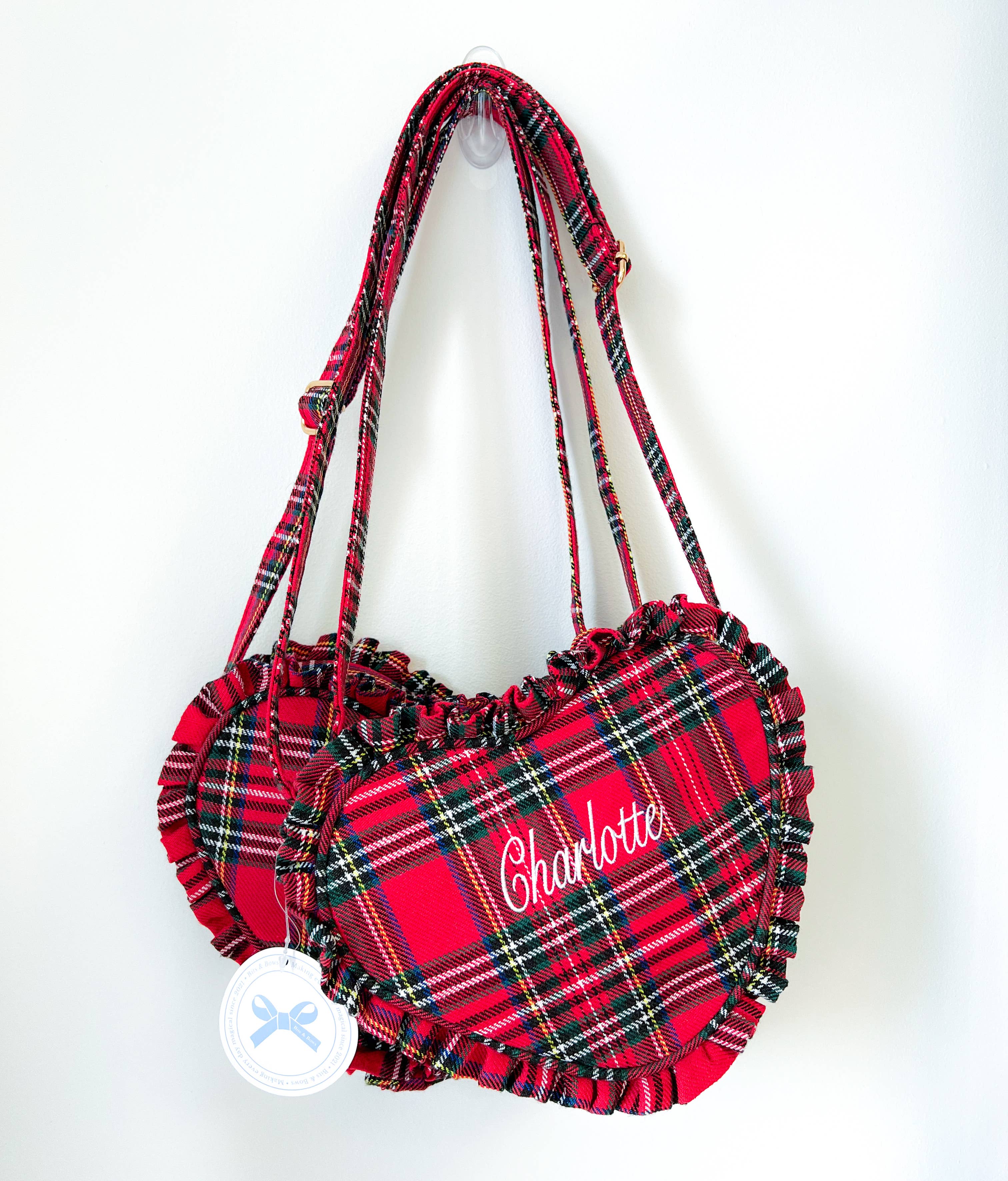 Bits & Bows - Wholesale Crossbody Bag - Kids - Heart Purse, Red Plaid6