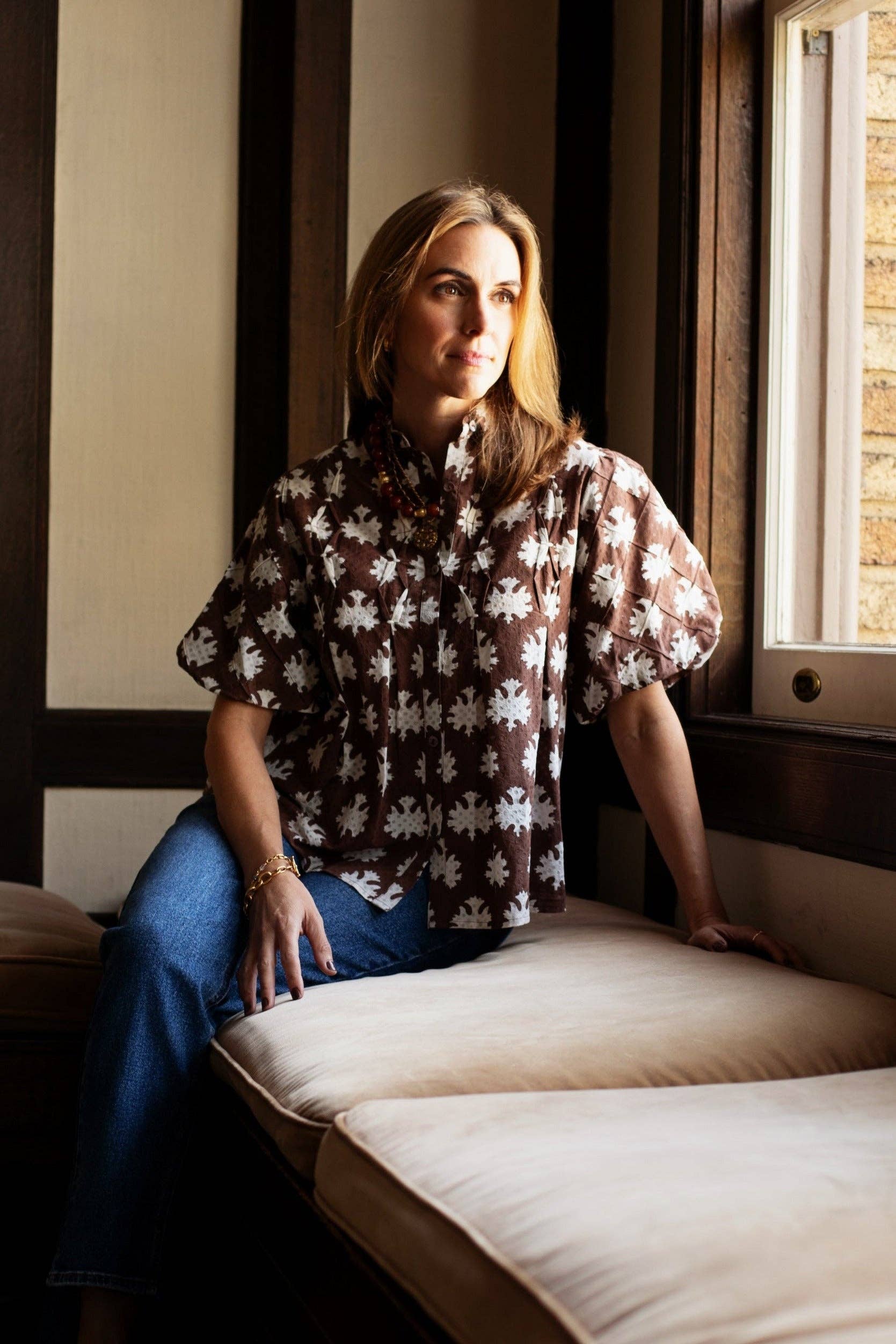 Ex Voto - Wholesale Blouse - Women's - Lizzie Blouse in Chocolate Blockprint by ExVoto3