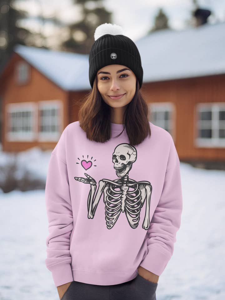 Skeleton heart women's printed sweatshirt for wholesale by IALD